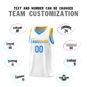 Custom White Personalized Gradient Font Sports Uniform Basketball Jersey