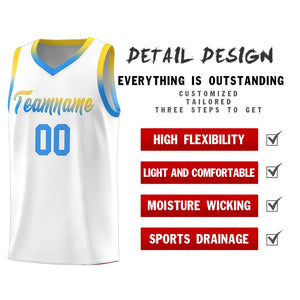 Custom White Personalized Gradient Font Sports Uniform Basketball Jersey