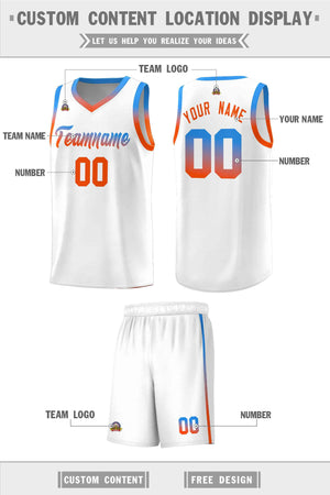 Custom White Personalized Gradient Font Sports Uniform Basketball Jersey