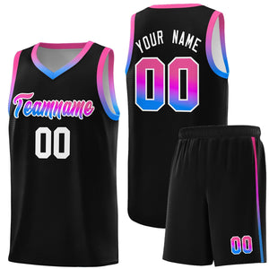 Custom Black Personalized Gradient Font Sports Uniform Basketball Jersey