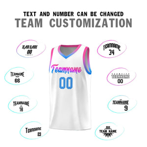 Custom White Personalized Gradient Font Sports Uniform Basketball Jersey