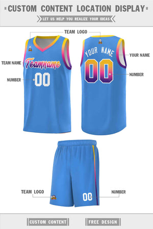 Custom Powder Blue Personalized Gradient Font Sports Uniform Basketball Jersey