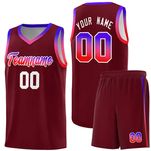 Custom Crimson Personalized Gradient Font Sports Uniform Basketball Jersey