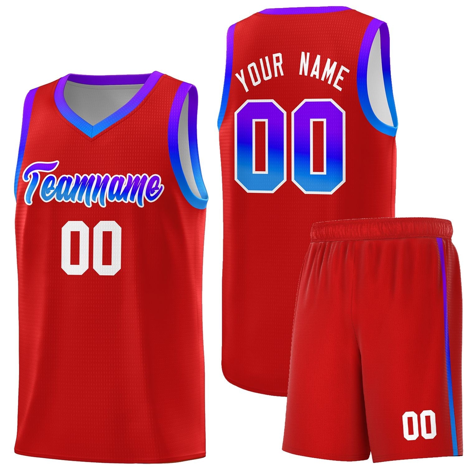 Custom Red Personalized Gradient Font Sports Uniform Basketball Jersey