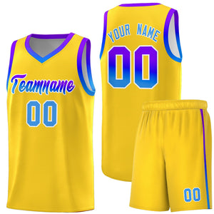 Custom Gold Personalized Gradient Font Sports Uniform Basketball Jersey