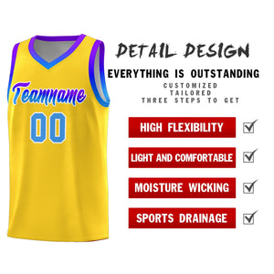 Custom Gold Personalized Gradient Font Sports Uniform Basketball Jersey