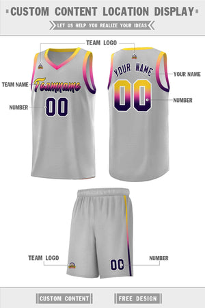 Custom Gray Personalized Gradient Font Sports Uniform Basketball Jersey