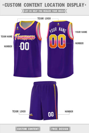 Custom Purple Personalized Gradient Font Sports Uniform Basketball Jersey