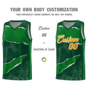 Custom Hunter Green Kelly Green-Hunter Green Tear Graffiti Pattern Sports Uniform Basketball Jersey