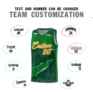 Custom Hunter Green Kelly Green-Hunter Green Tear Graffiti Pattern Sports Uniform Basketball Jersey