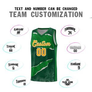 Custom Hunter Green Kelly Green-Hunter Green Tear Graffiti Pattern Sports Uniform Basketball Jersey