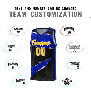 Custom Black Royal-Navy Tear Graffiti Pattern Sports Uniform Basketball Jersey