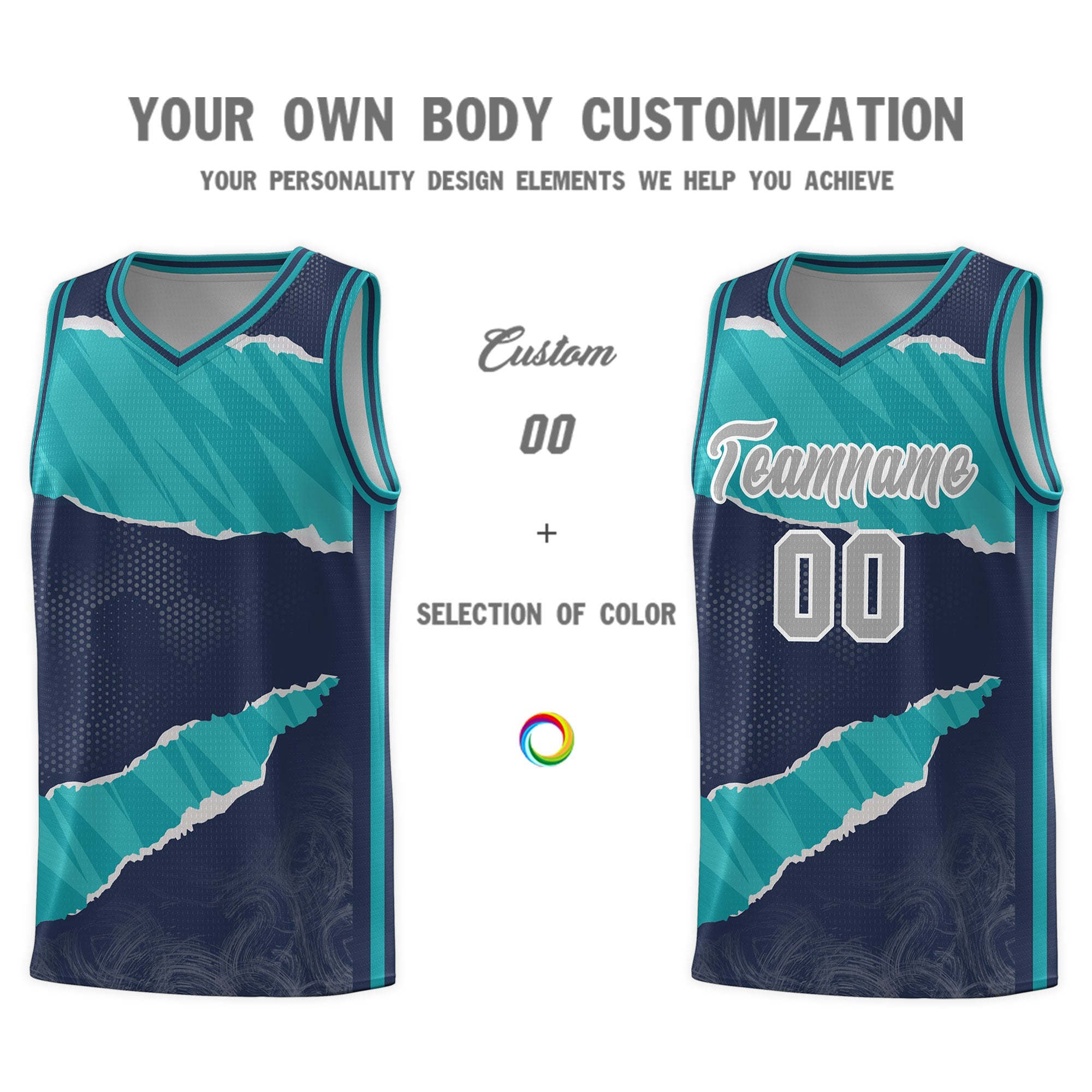 Custom Midnight Blue Aqua-Aqua Tear Graffiti Pattern Sports Uniform Basketball Jersey