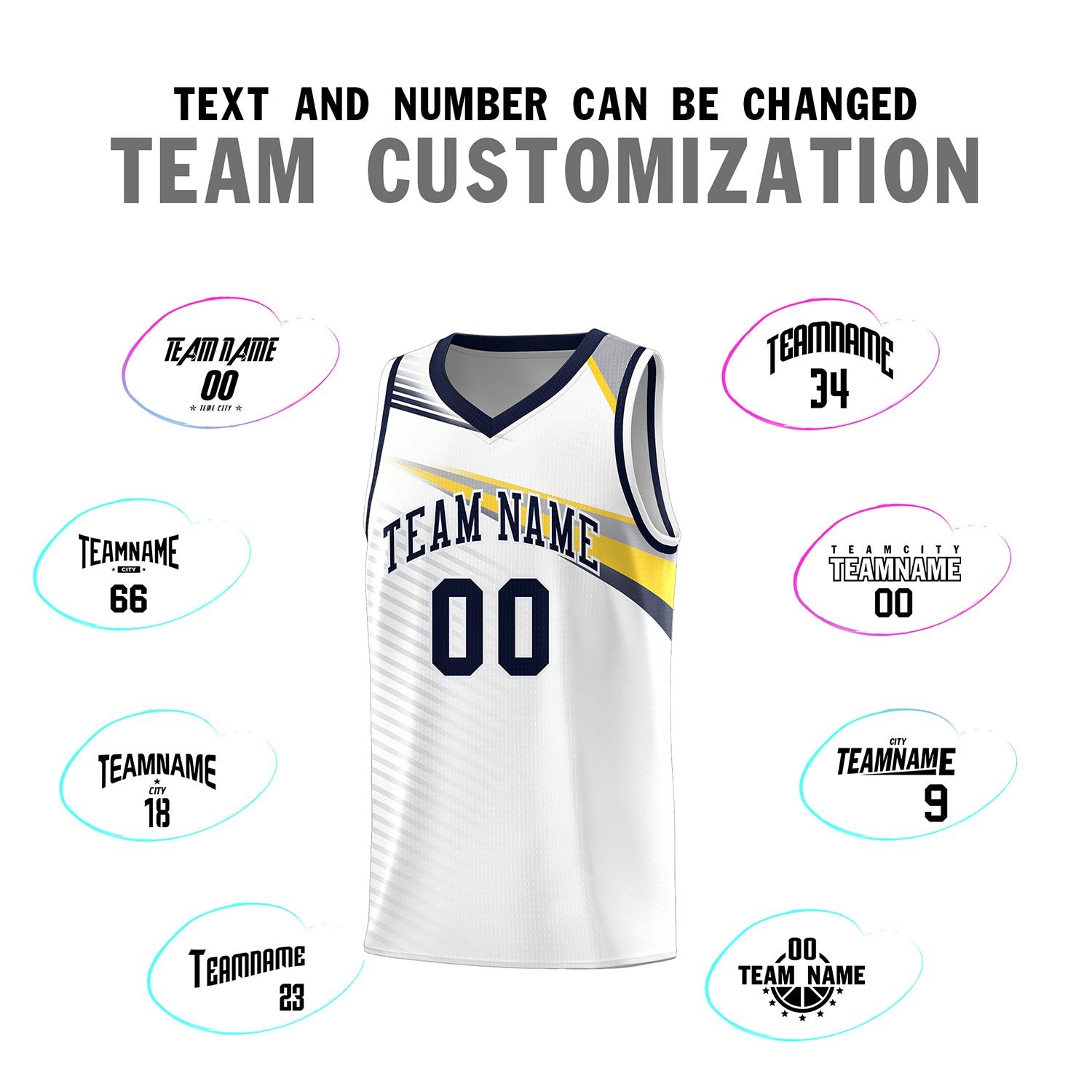 Custom White Navy Chest Color Block Sports Uniform Basketball Jersey