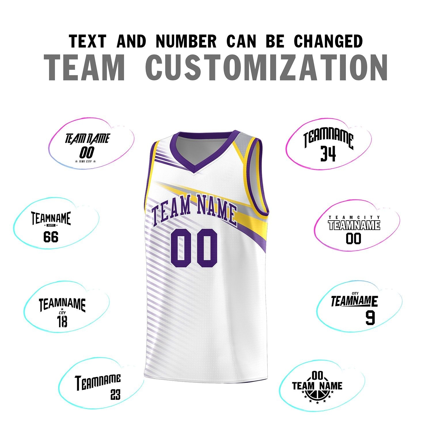 Custom White Purple Chest Color Block Sports Uniform Basketball Jersey