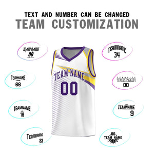 Custom White Purple Chest Color Block Sports Uniform Basketball Jersey