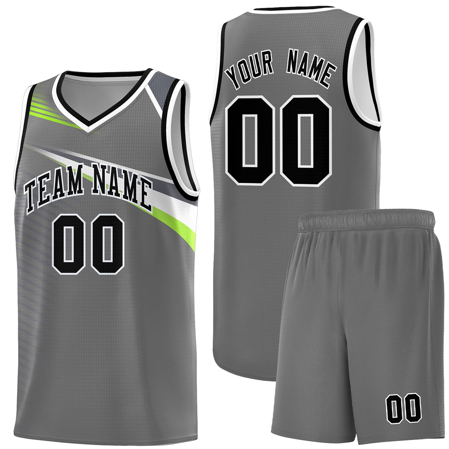 Custom Dark Gray Black-White Chest Color Block Sports Uniform Basketball Jersey