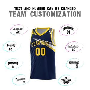 Custom Navy Gold-Navy Chest Color Block Sports Uniform Basketball Jersey