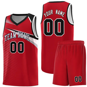 Custom Red White-Black Chest Color Block Sports Uniform Basketball Jersey