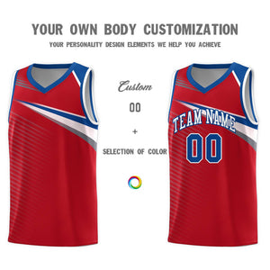 Custom Red White Chest Color Block Sports Uniform Basketball Jersey