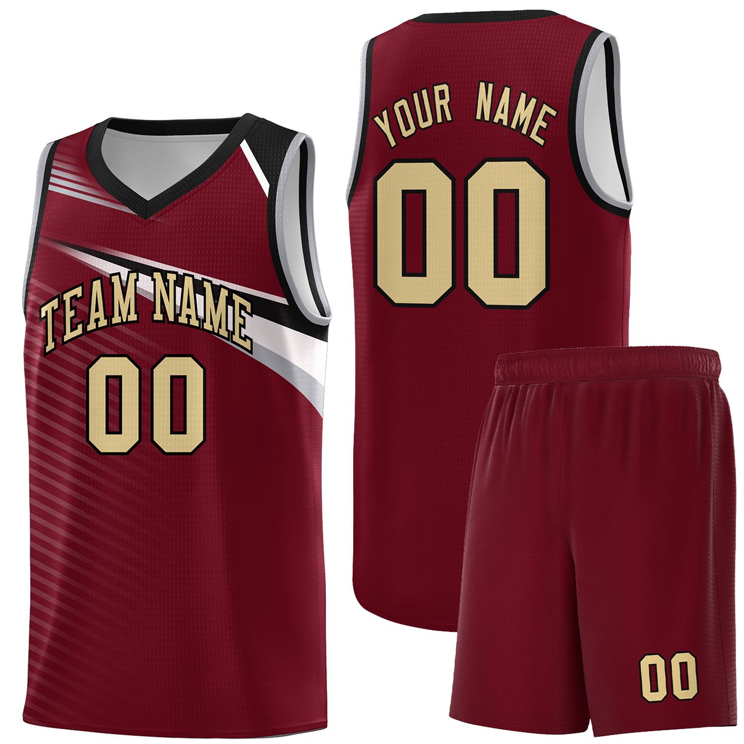 Custom Crimson Khaki-Black Chest Color Block Sports Uniform Basketball Jersey