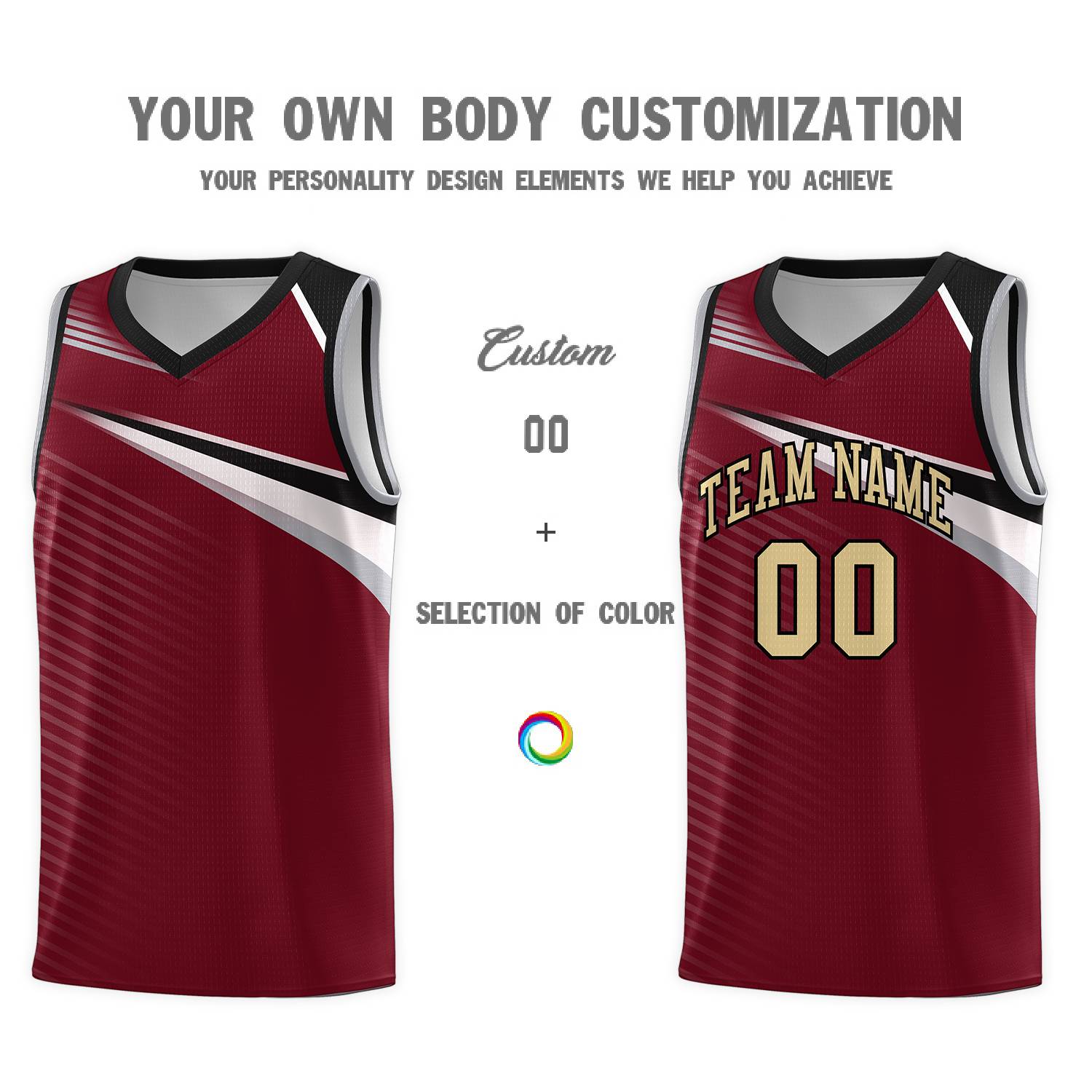 Custom Crimson Khaki-Black Chest Color Block Sports Uniform Basketball Jersey