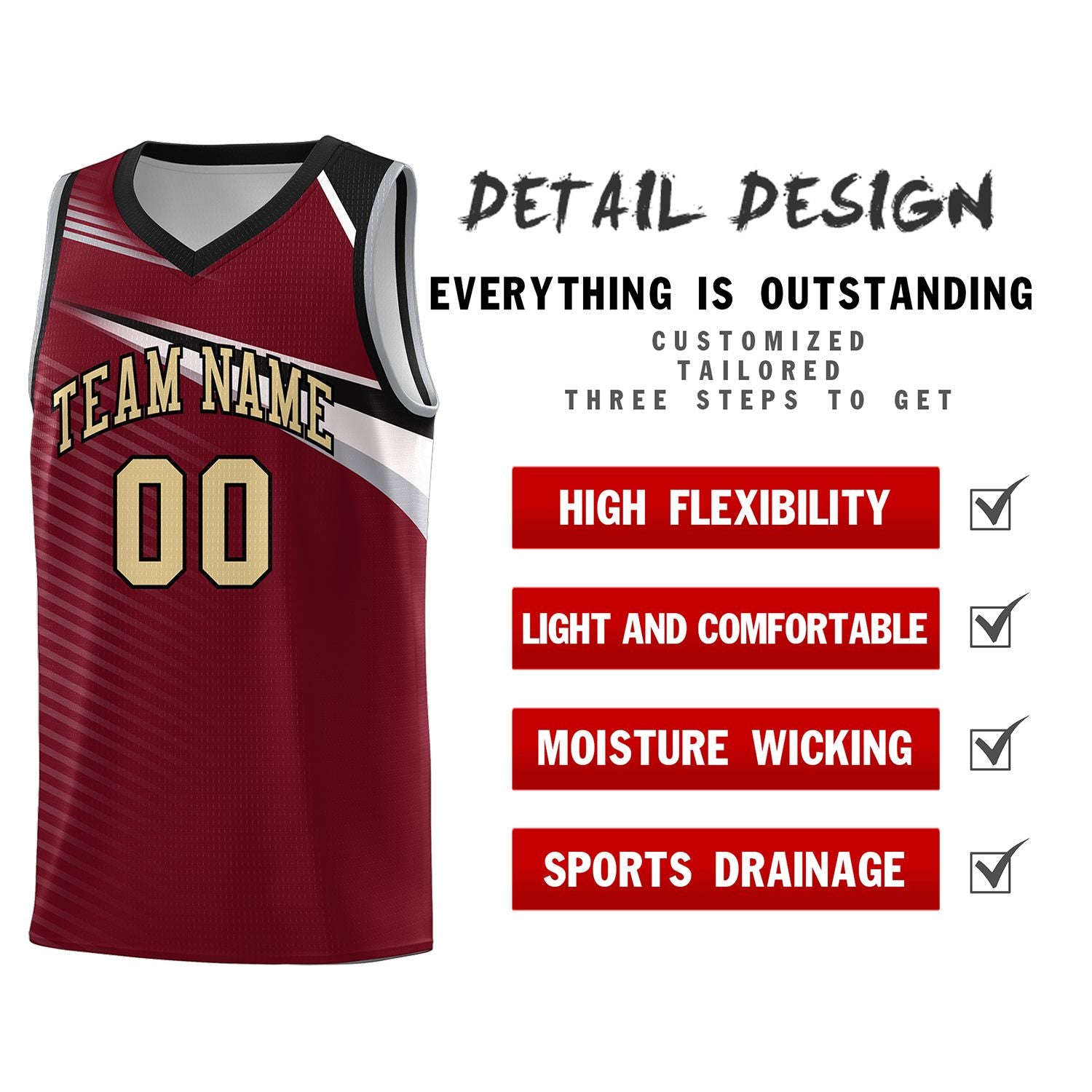 Custom Crimson Khaki-Black Chest Color Block Sports Uniform Basketball Jersey