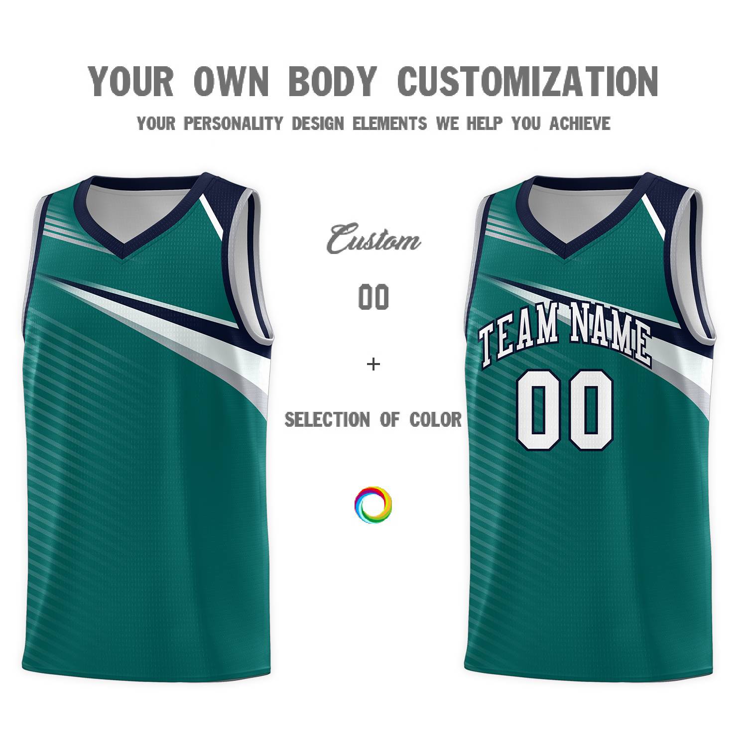 Custom Aqua White-Navy Chest Color Block Sports Uniform Basketball Jersey