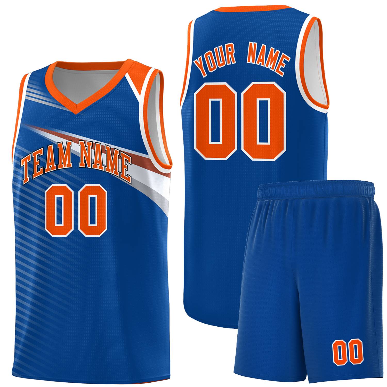 Custom Royal Orange-White Chest Color Block Sports Uniform Basketball Jersey