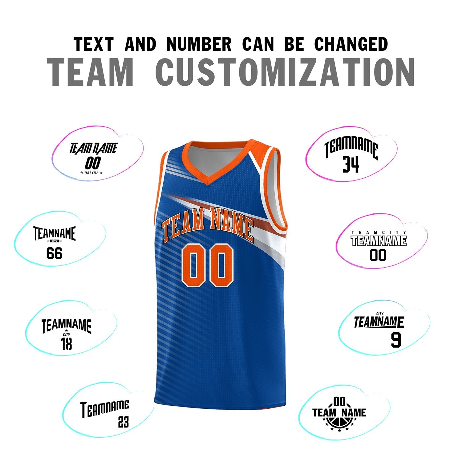 Custom Royal Orange-White Chest Color Block Sports Uniform Basketball Jersey