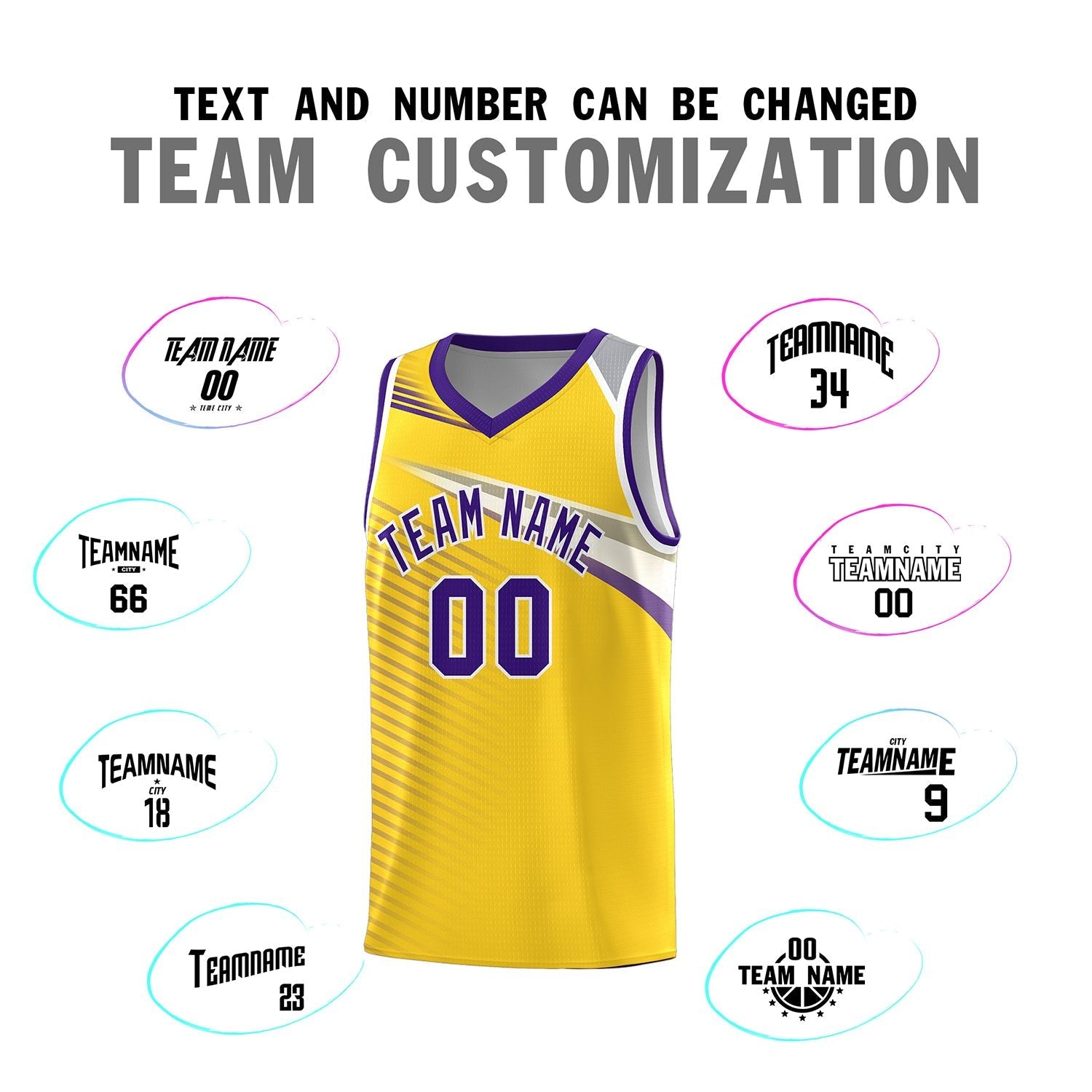 Custom Gold Purple-White Chest Color Block Sports Uniform Basketball Jersey