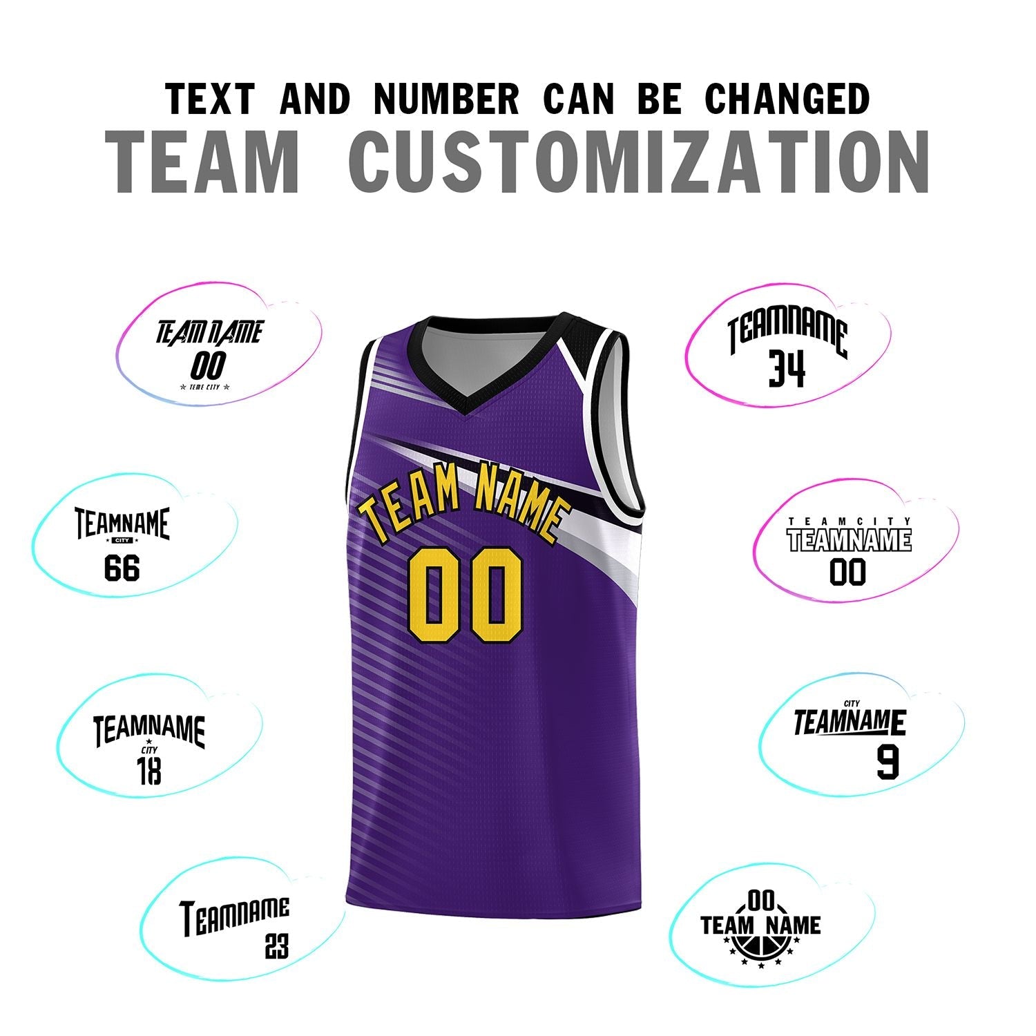 Custom Purple Gold-Black Chest Color Block Sports Uniform Basketball Jersey