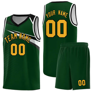 Custom Green Yellow-Black Chest Color Block Sports Uniform Basketball Jersey