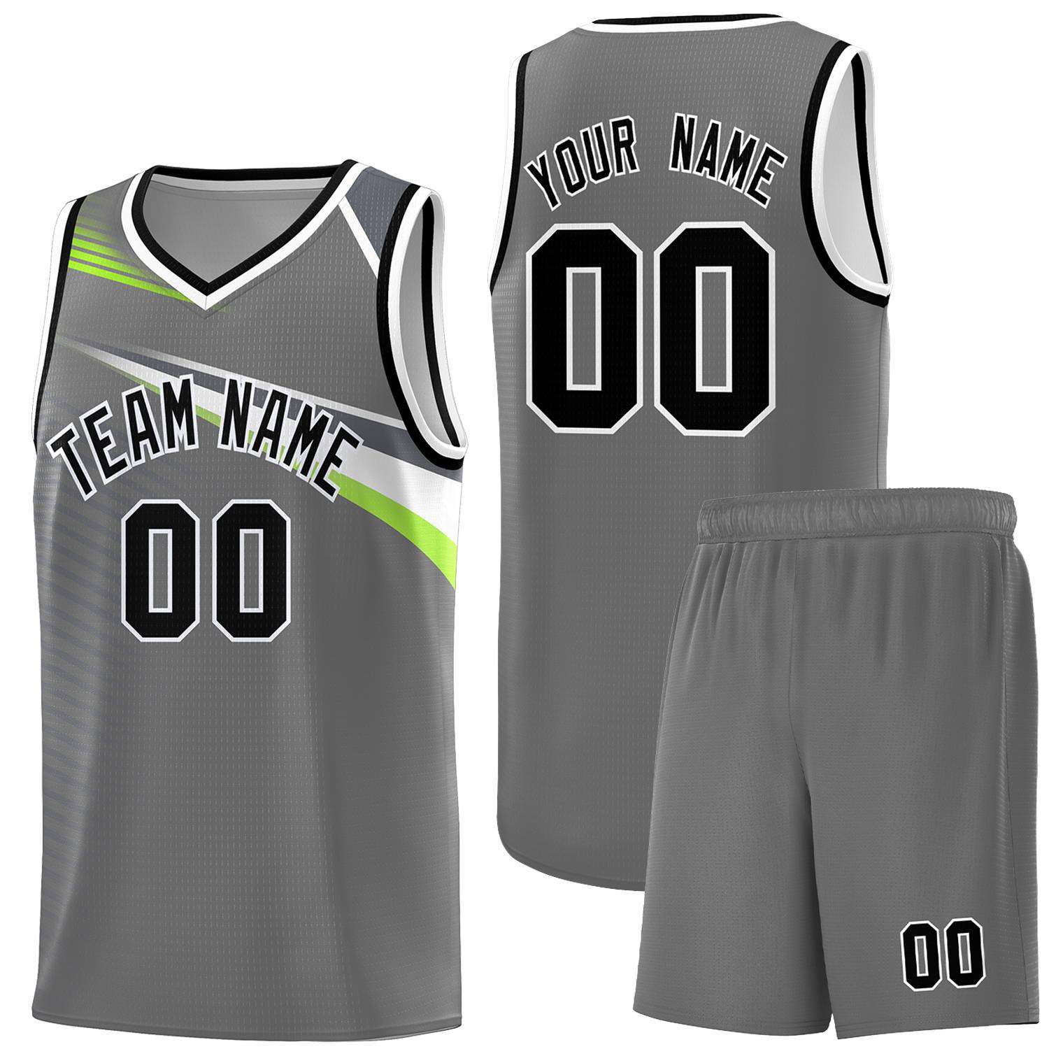 Custom Dark Gray Black-White Chest Color Block Sports Uniform Basketball Jersey