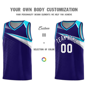 Custom Navy White Chest Color Block Sports Uniform Basketball Jersey