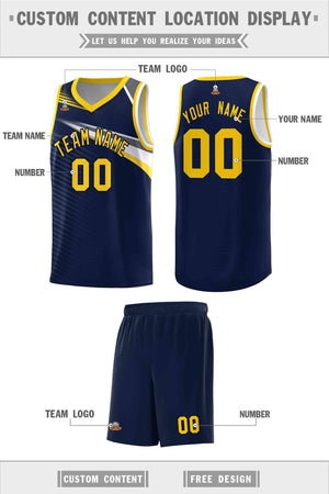 Custom Navy Gold-Navy Chest Color Block Sports Uniform Basketball Jersey