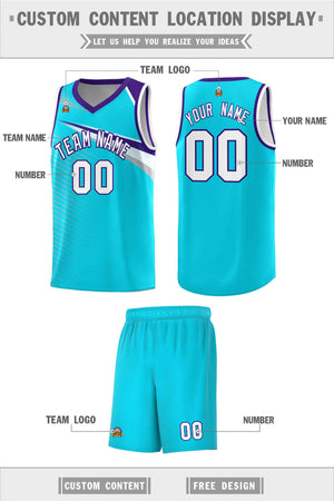 Custom Light Blue White Chest Color Block Sports Uniform Basketball Jersey