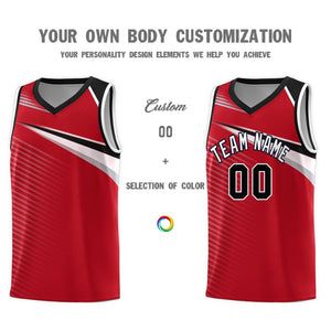 Custom Red White-Black Chest Color Block Sports Uniform Basketball Jersey