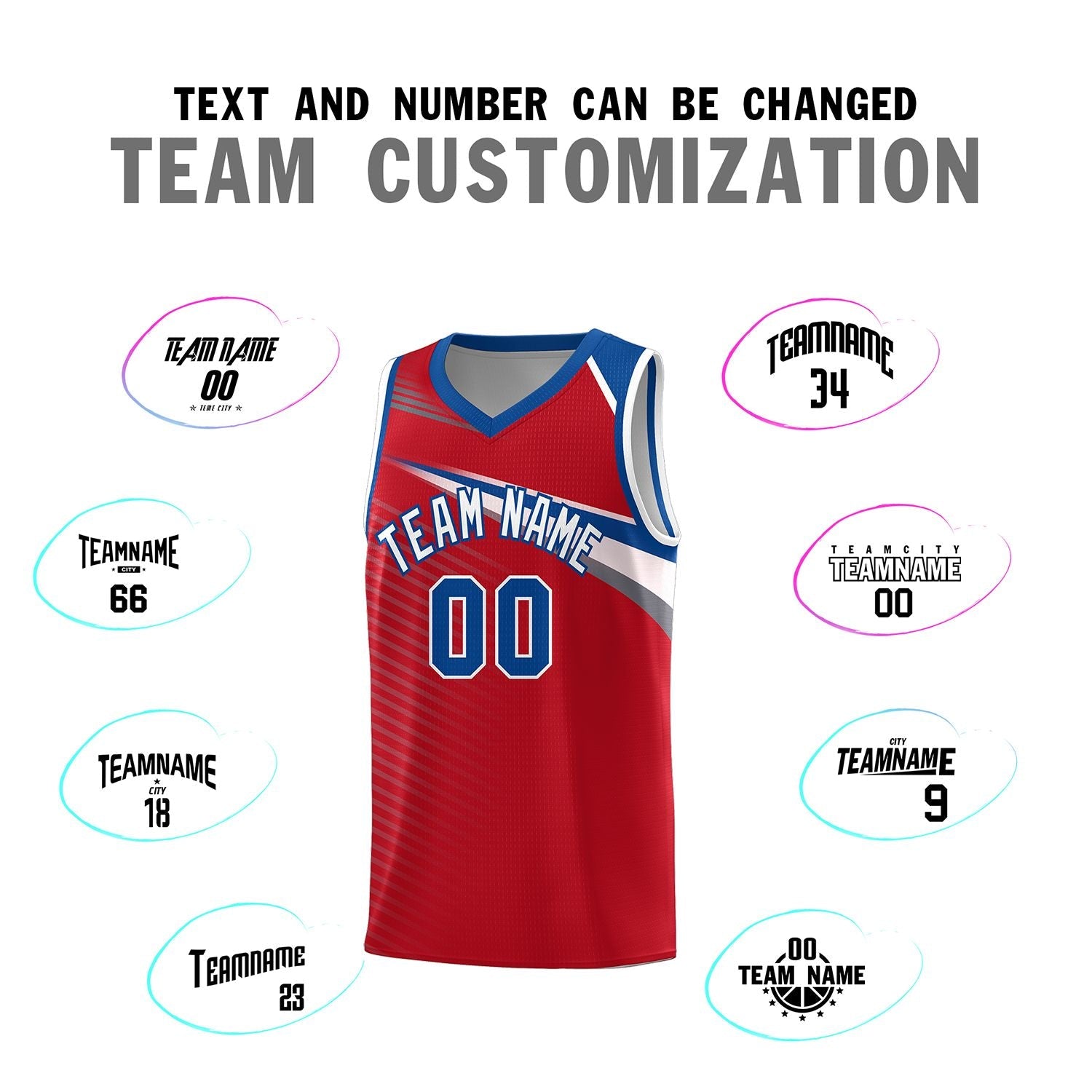 Custom Red White Chest Color Block Sports Uniform Basketball Jersey