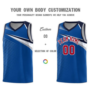 Custom Royal White Chest Color Block Sports Uniform Basketball Jersey