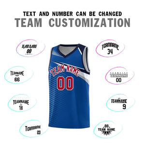 Custom Royal White Chest Color Block Sports Uniform Basketball Jersey