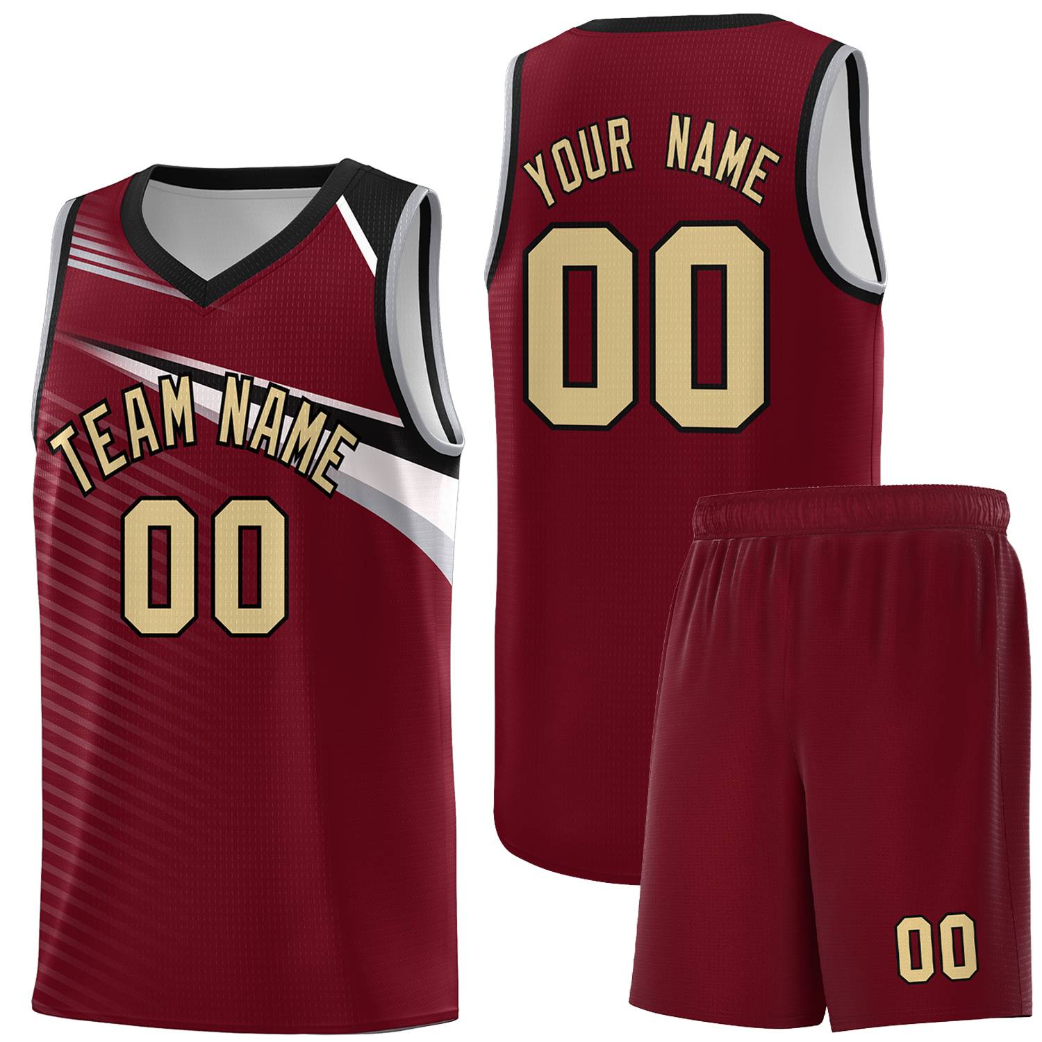 Custom Crimson Khaki-Black Chest Color Block Sports Uniform Basketball Jersey