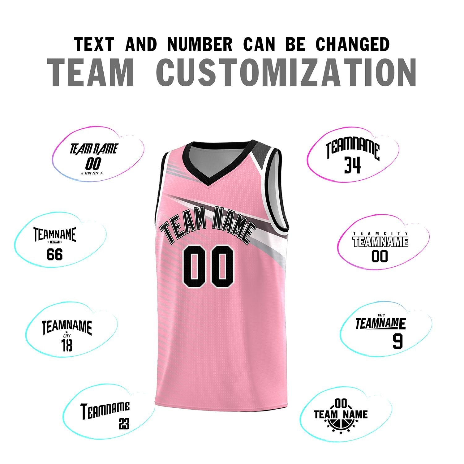 Custom Pink Black-White Chest Color Block Sports Uniform Basketball Jersey