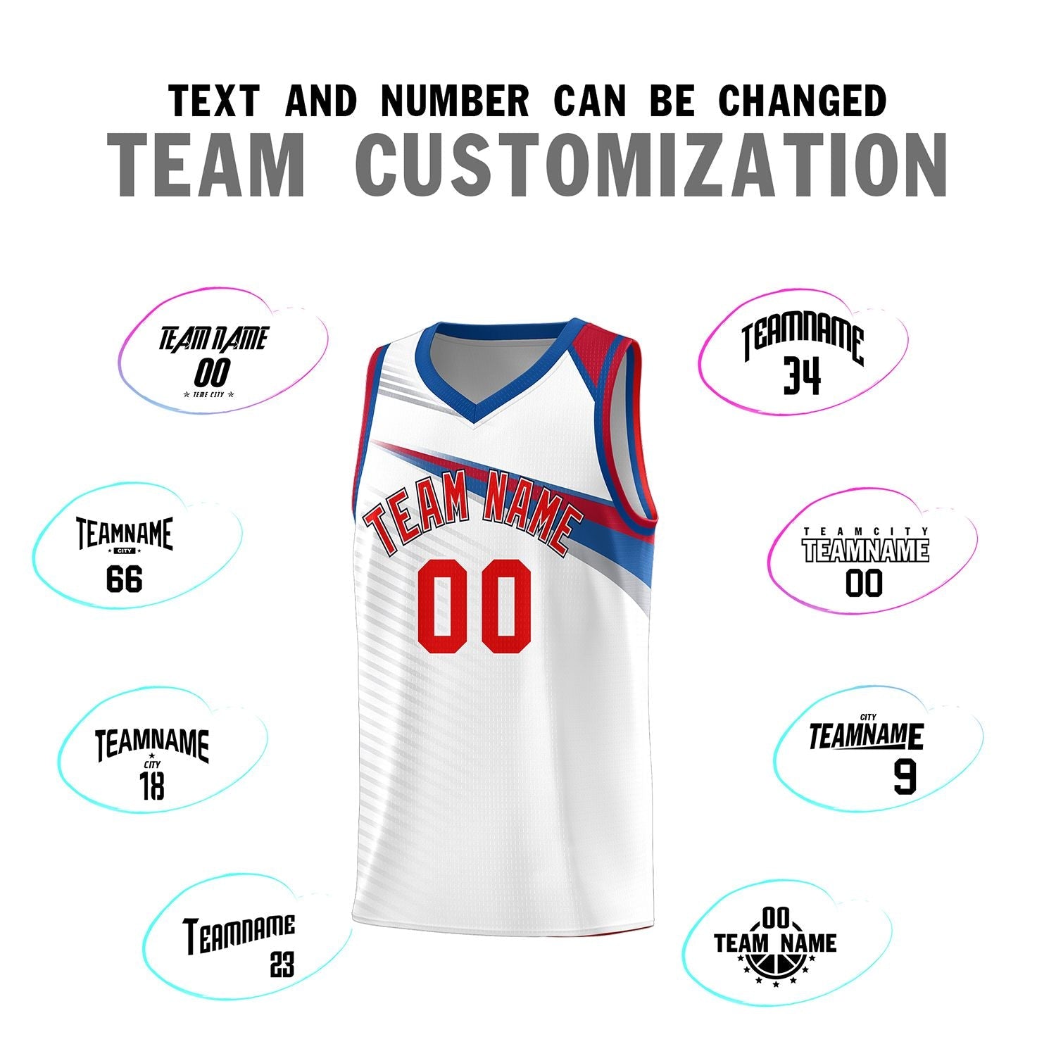 Custom White Red Chest Color Block Sports Uniform Basketball Jersey