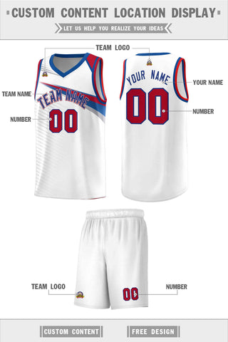 Custom White Royal Chest Color Block Sports Uniform Basketball Jersey