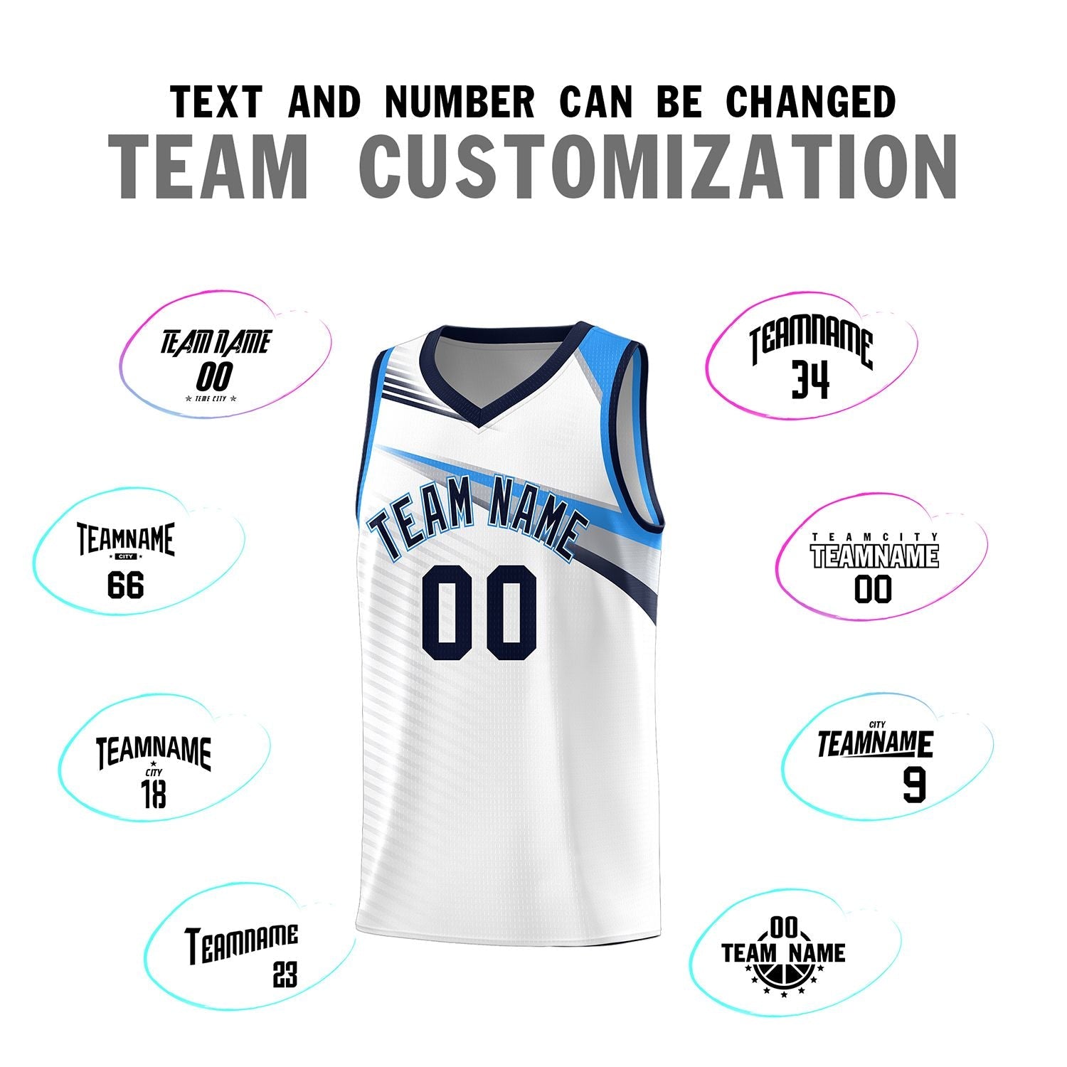 Custom White Navy Chest Color Block Sports Uniform Basketball Jersey