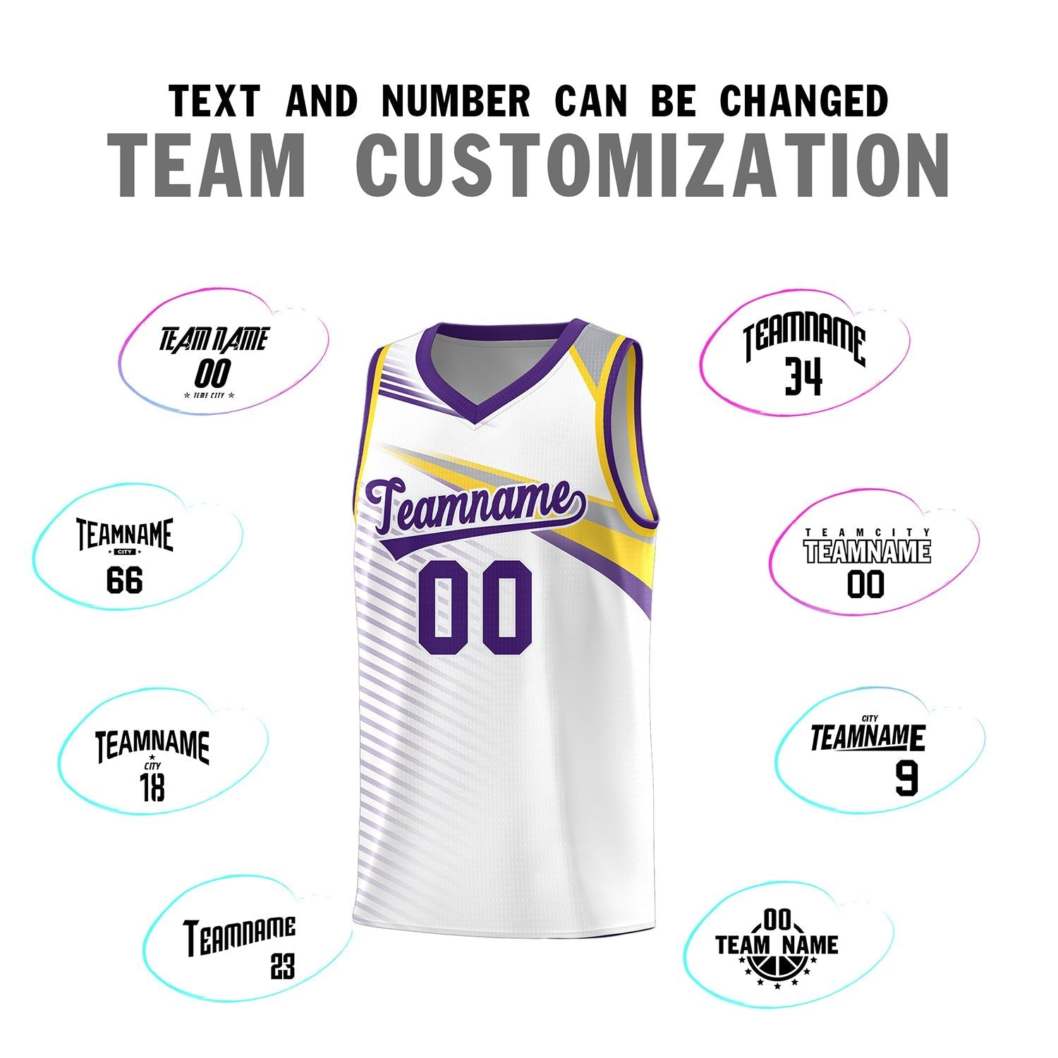 Custom White Purple Chest Color Block Sports Uniform Basketball Jersey