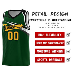 Custom Green Yellow-Black Chest Color Block Sports Uniform Basketball Jersey