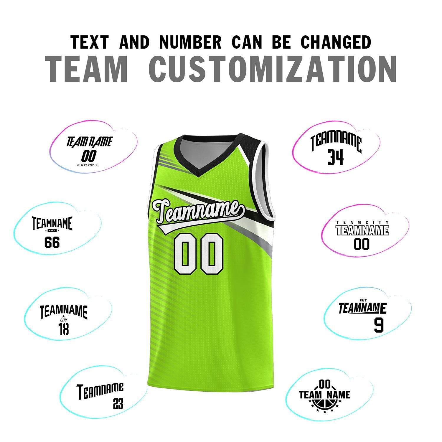 Custom Neon Green White-Black Chest Color Block Sports Uniform Basketball Jersey