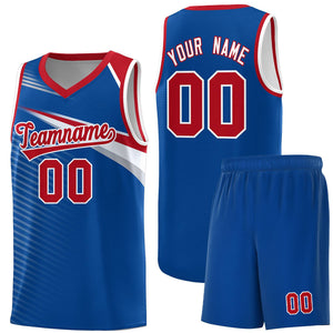 Custom Royal White Chest Color Block Sports Uniform Basketball Jersey